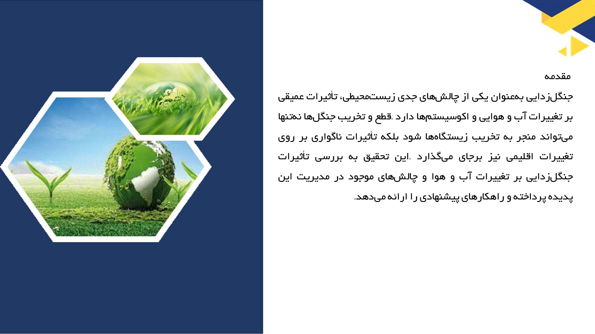 پاورپوینت در مورد اثرات جنگل‌زدایی بر تغییرات آب و هوا